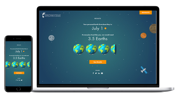 Footprint calculator on mobile phone and laptop