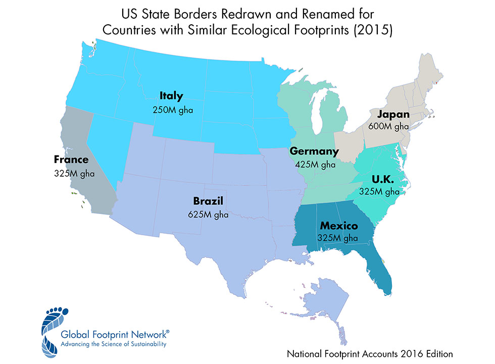 California has the same size Ecological Footprint as France. How do