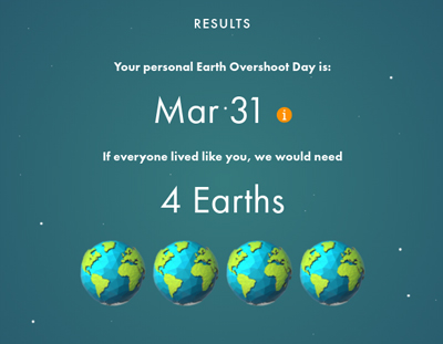 calculator results showing 4 Earths